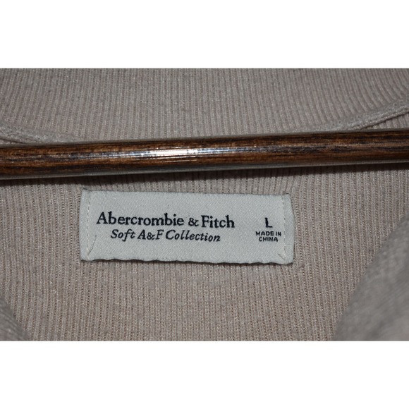 Abercrombie & Fitch Cream Soft 1/4 Zip Knit Top Size L - Picture 3 of 4